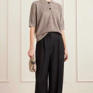 Brunello Cucinelli Black Wide-Leg Silk-Blend Trousers